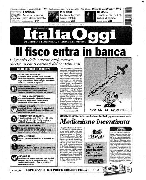 Italia oggi : quotidiano di economia finanza e politica